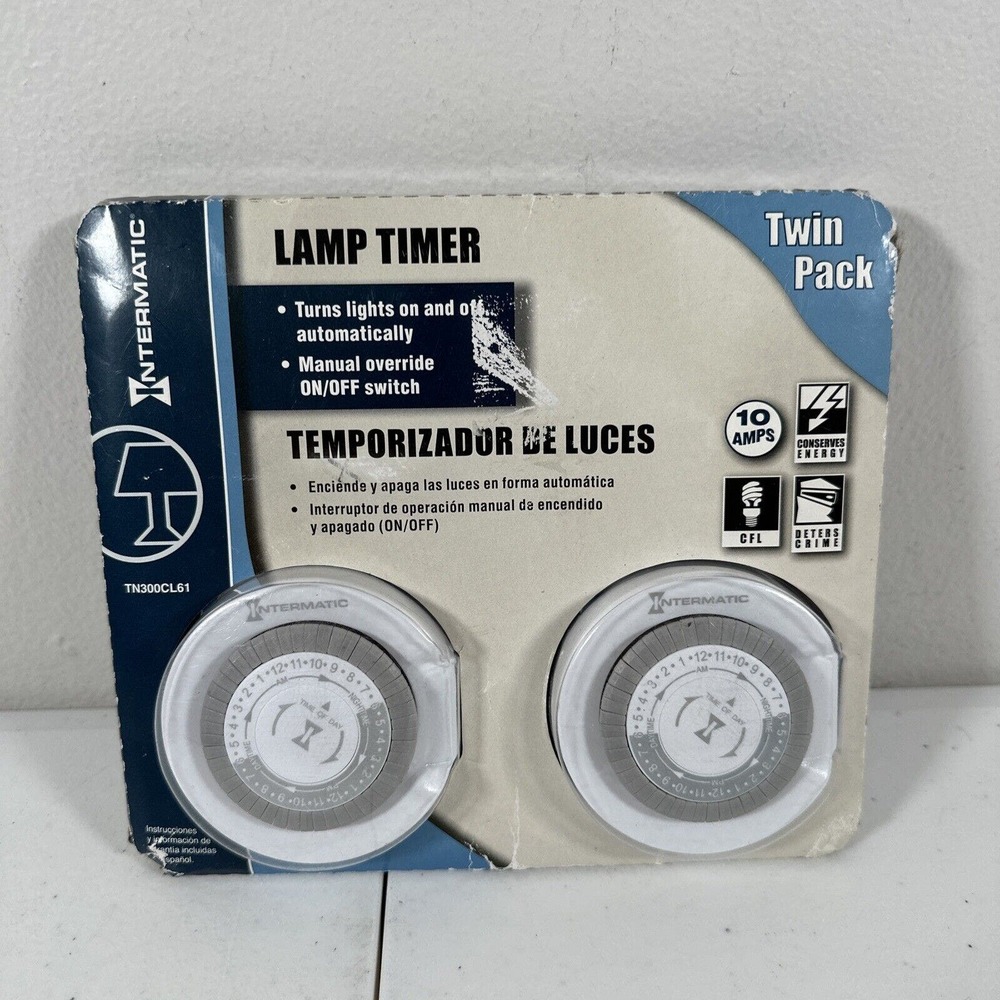 Intermatic Lamp Timer - 10 Amps. CFL TN300CL 2 Pack Sealed Manual On/Off Switch